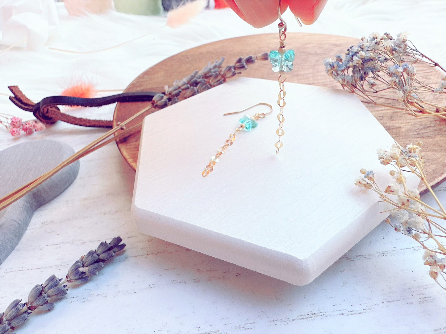 Crystal Butterfly Gold Chain Earrings