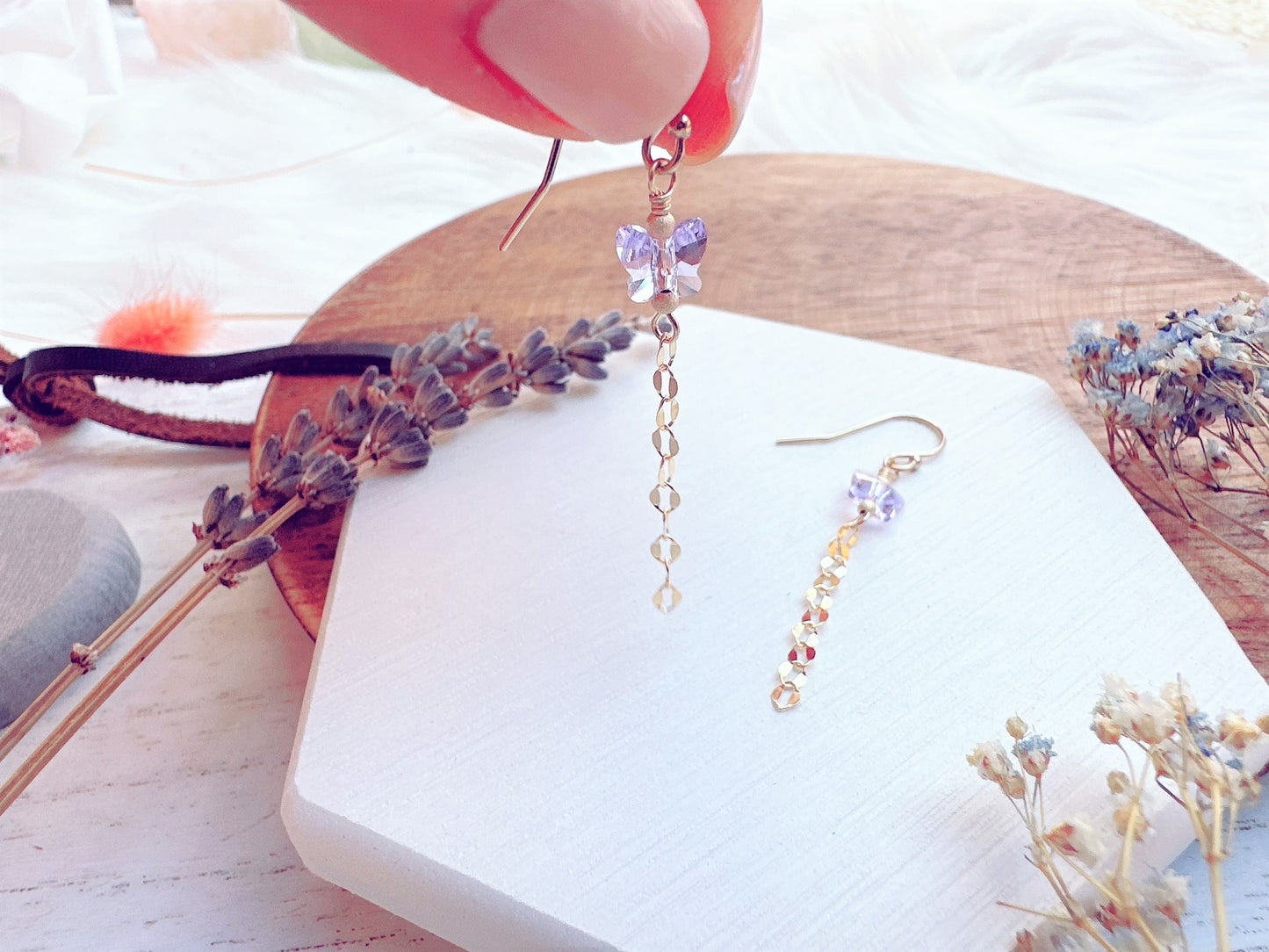 Crystal Butterfly Gold Chain Earrings