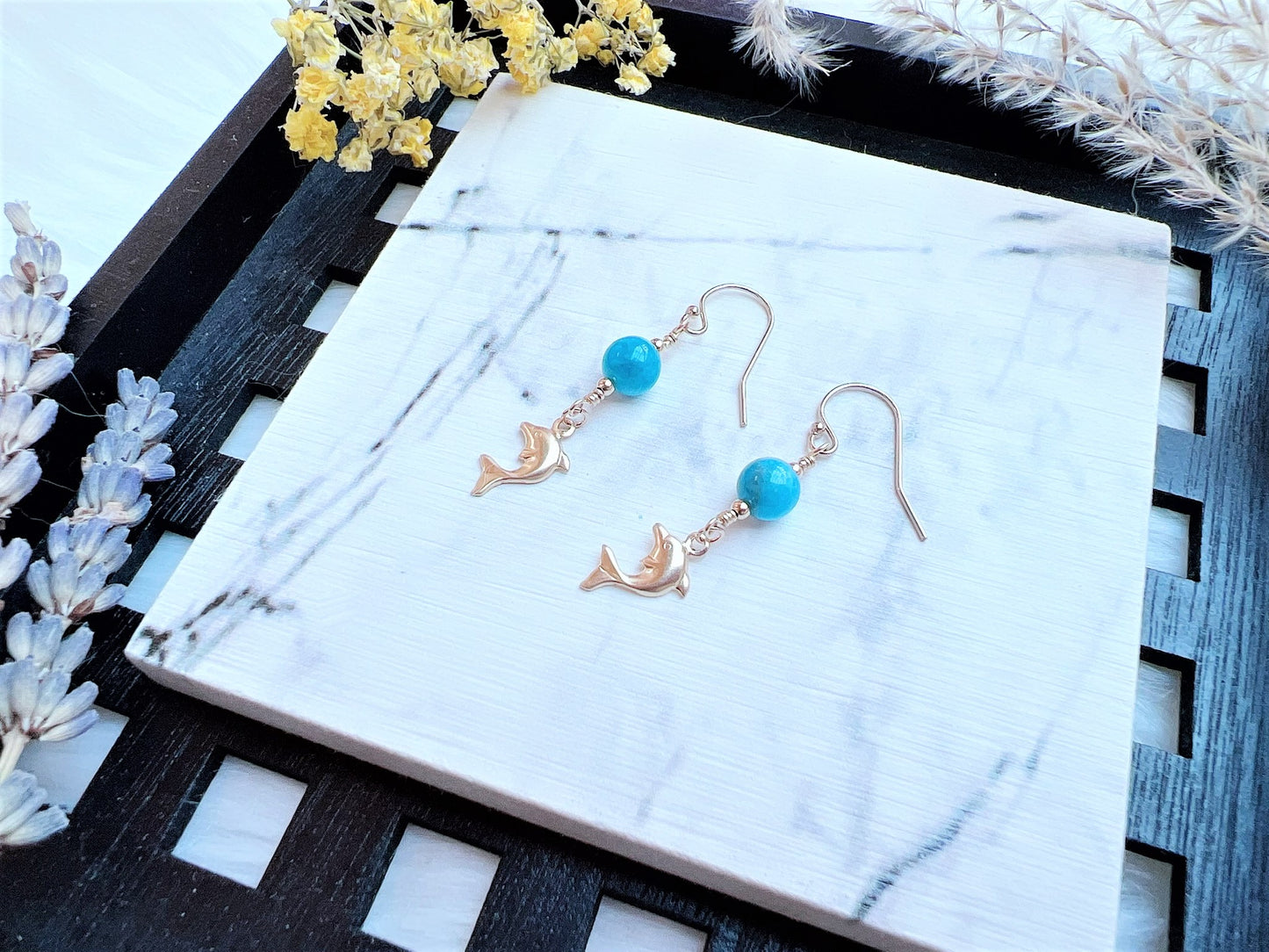 Apatite with Dolphin Charm Earrings