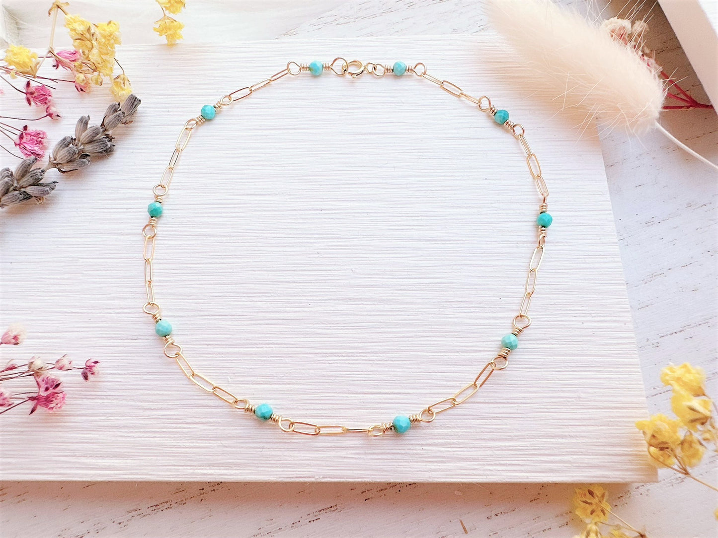 Mini Turquoise Gold Chain Anklet