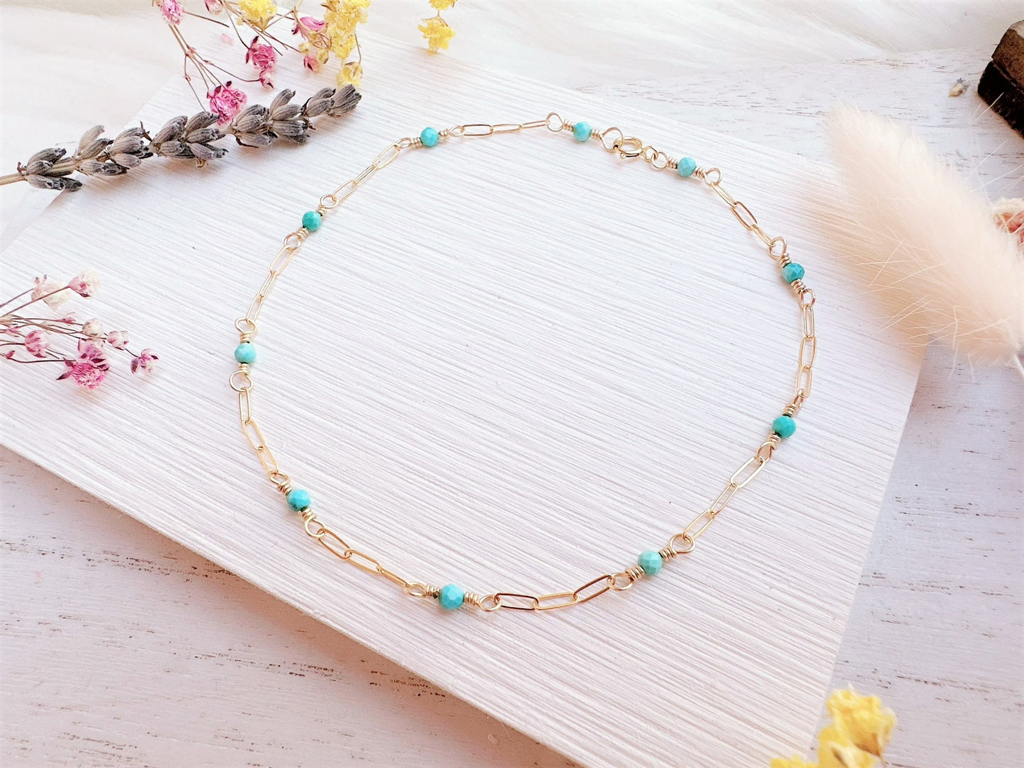 Mini Turquoise Gold Chain Anklet