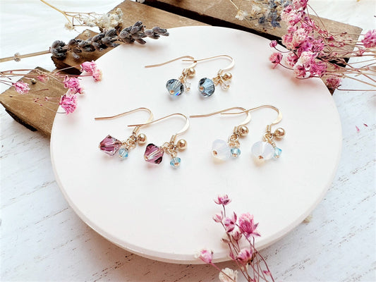 Cute Crystal Earrings with Mini Ball Charm