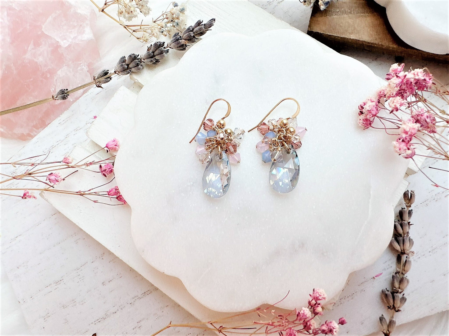 Cute Pear Drop Crystal Cluster Earrings