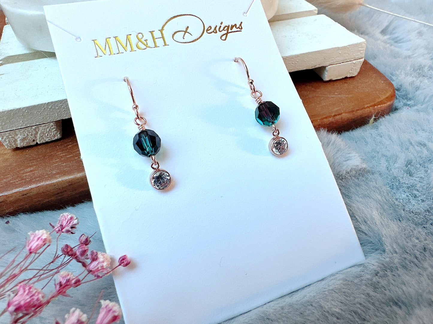 Crystal and Cubic Zirconia Rose Gold Earrings