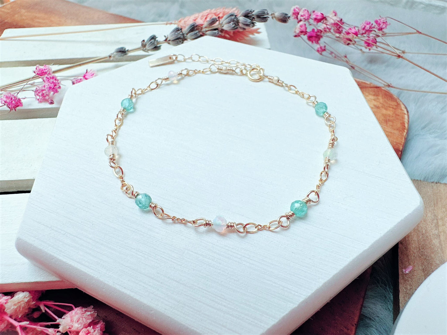 Ethiopian Opal and Apatite Bracelet