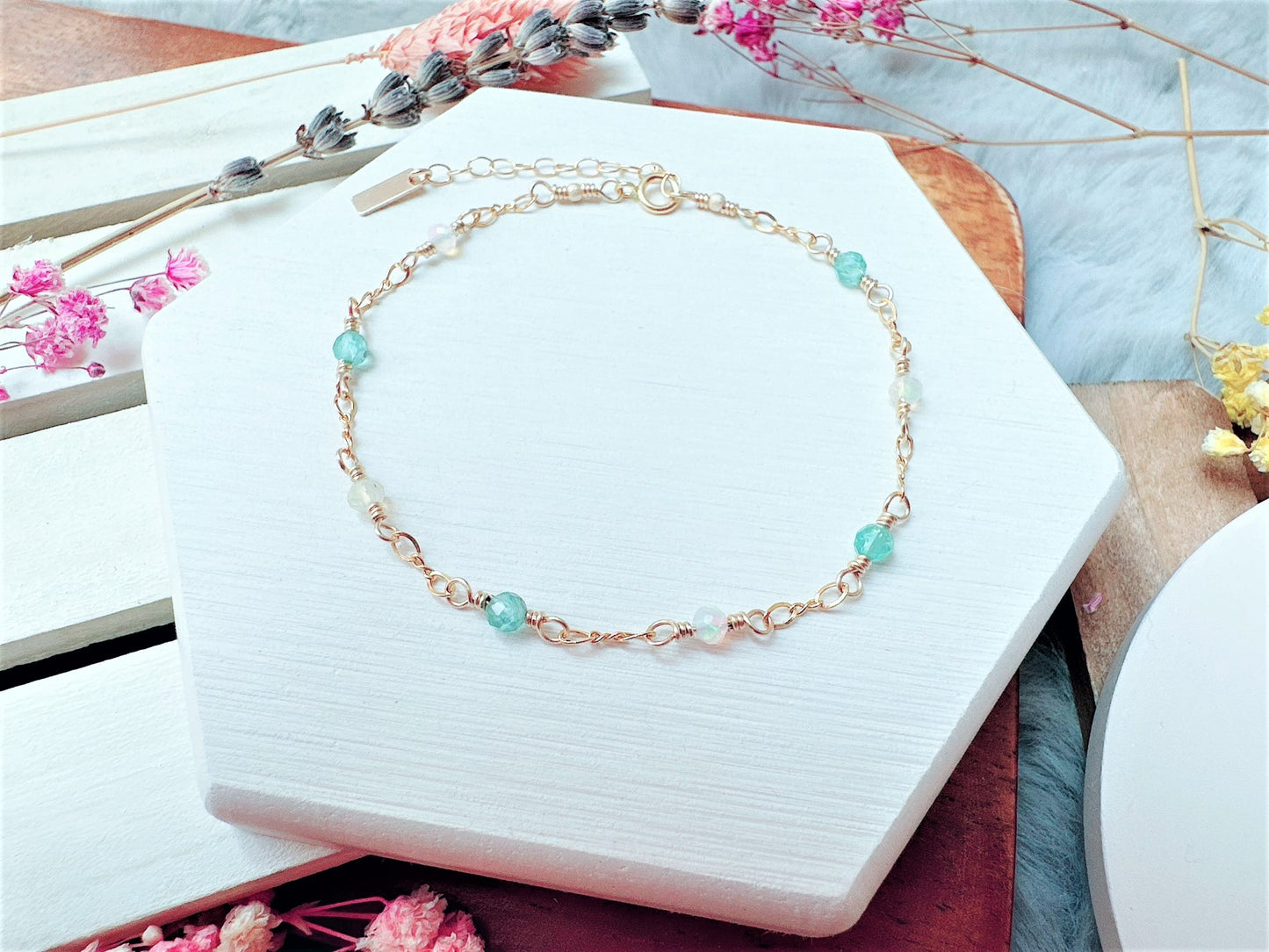 Ethiopian Opal and Apatite Bracelet