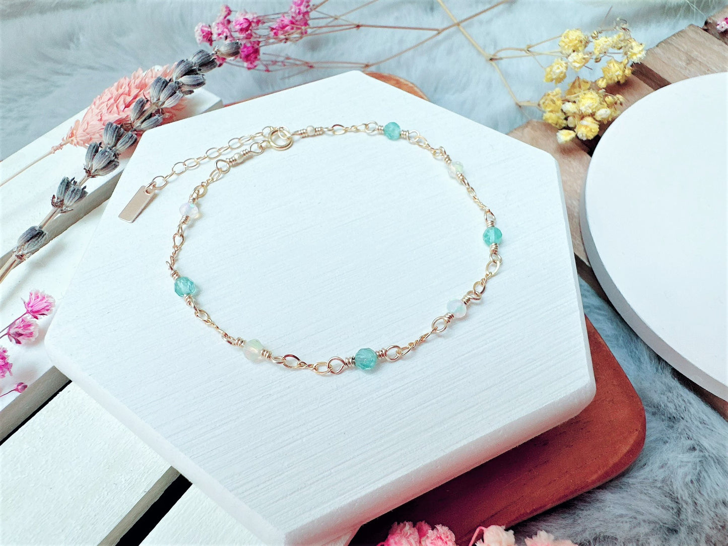 Ethiopian Opal and Apatite Bracelet