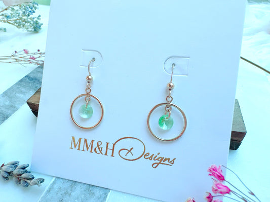 Crystal Dangle Earrings with Round Frame