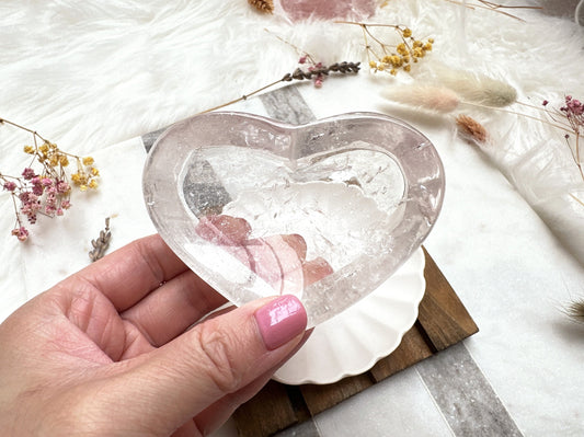 Small Clear Quartz Heart Bowl/Dish