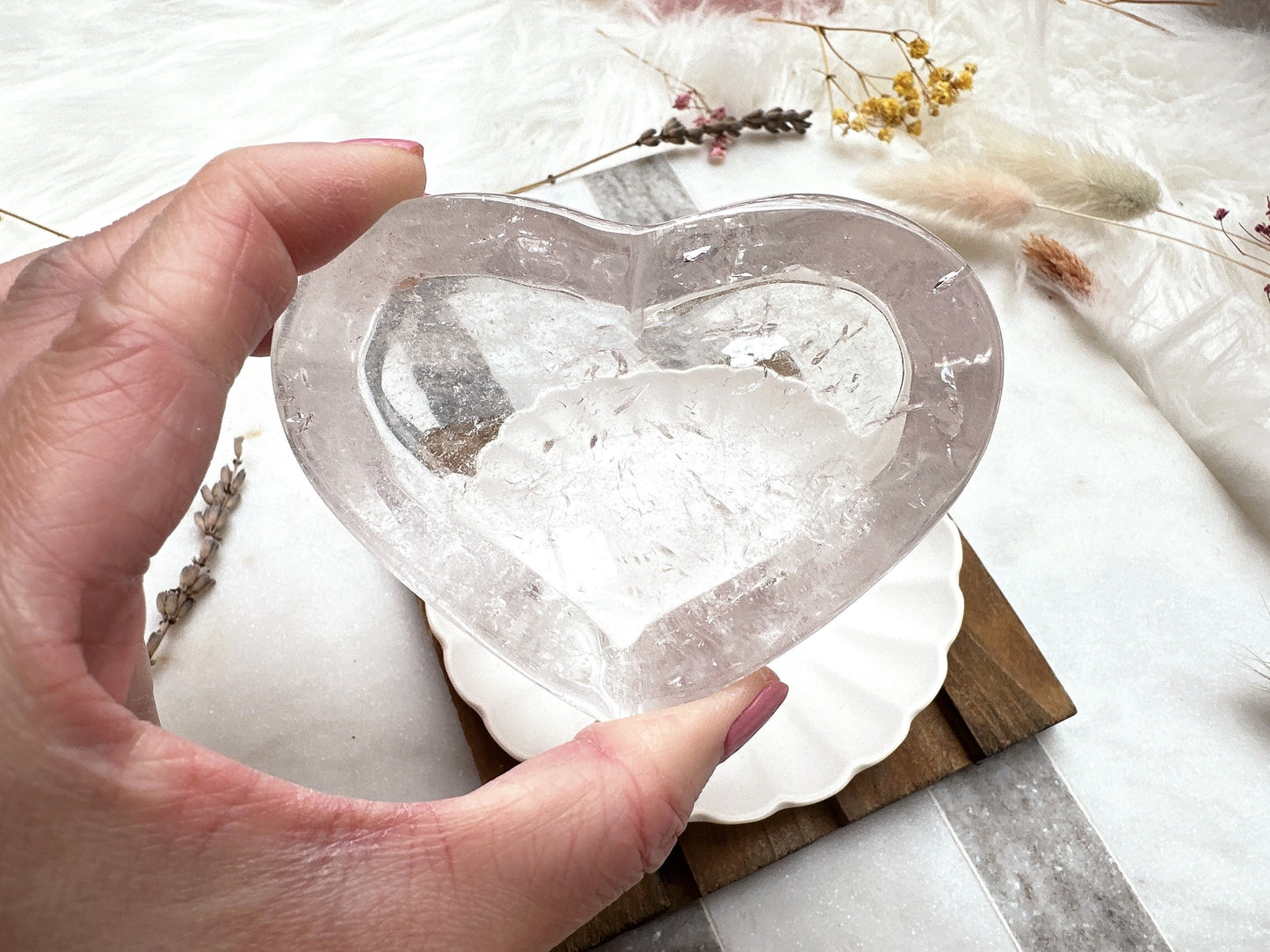 Small Clear Quartz Heart Bowl/Dish