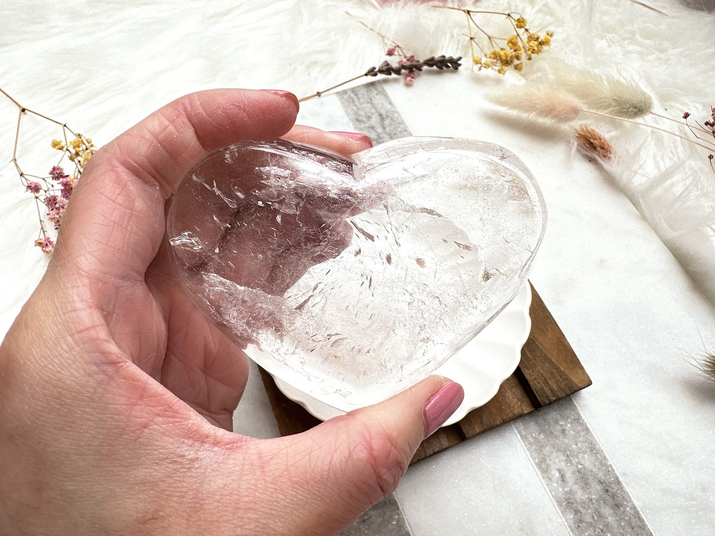 Small Clear Quartz Heart Bowl/Dish