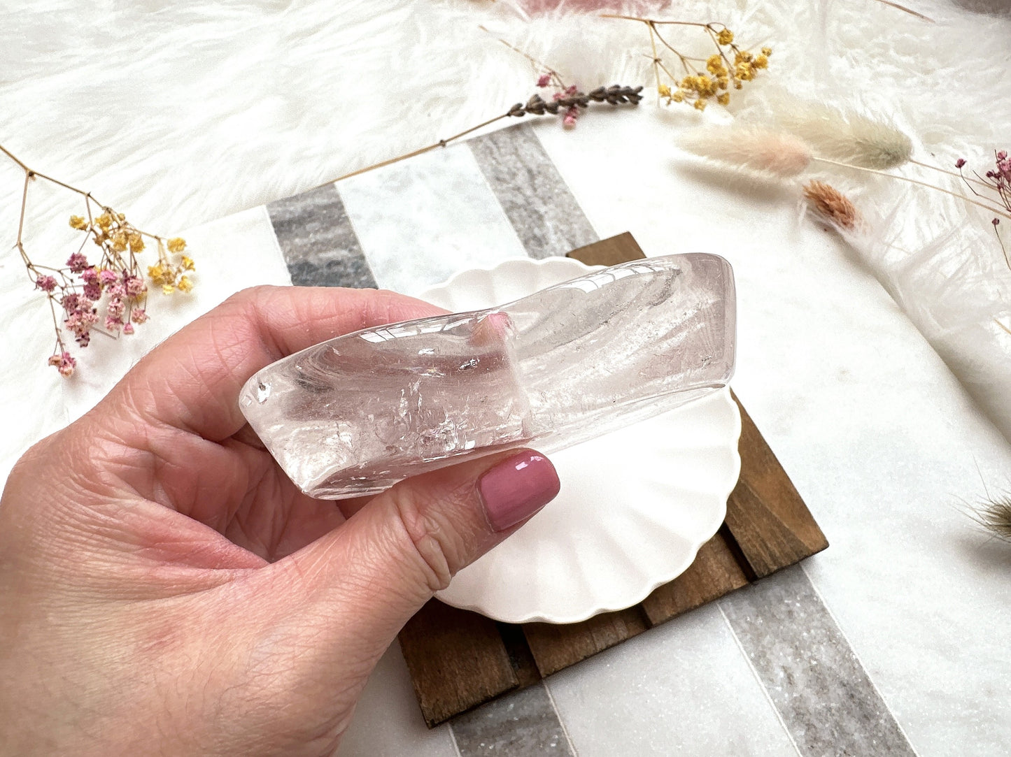 Small Clear Quartz Heart Bowl/Dish