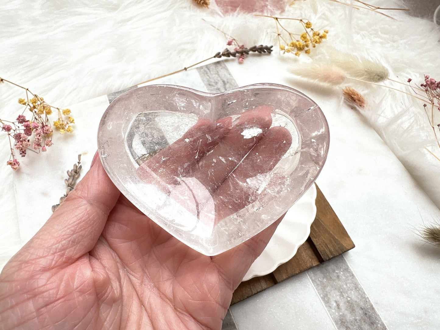 Small Clear Quartz Heart Bowl/Dish