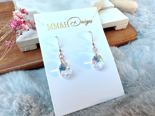 Crystal Pear Drop Rose Gold Earrings