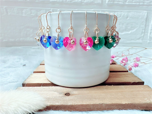 Sparkly Crystal Heart Earrings