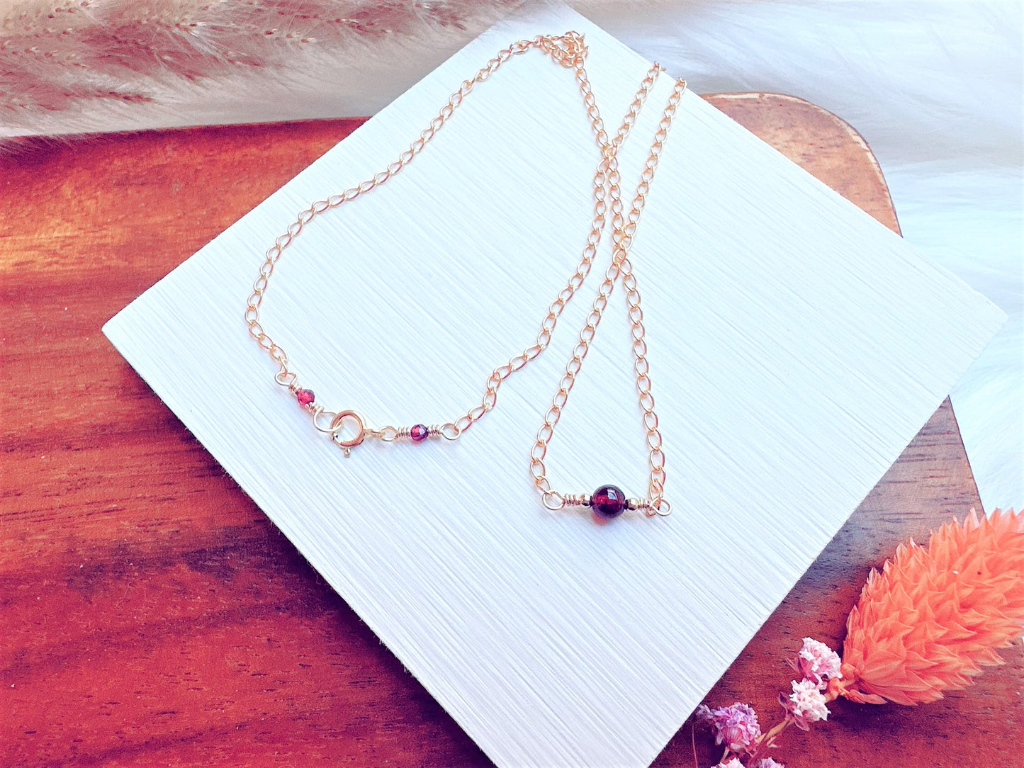 Mini Gemstone on Gold Chain Necklace