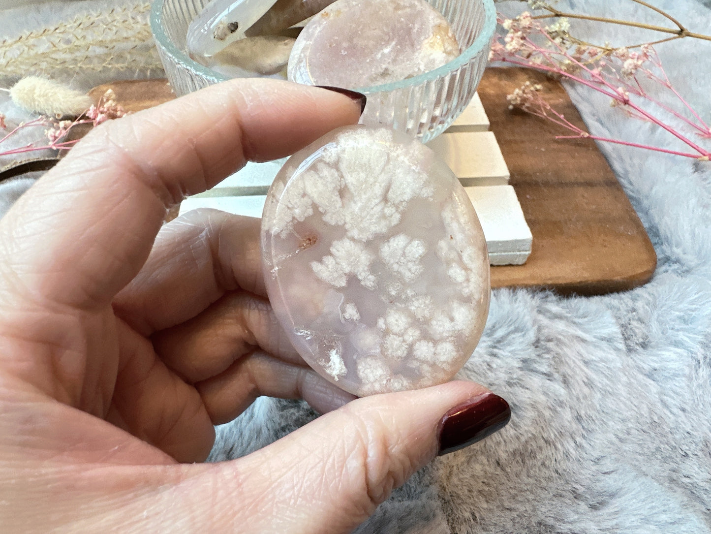 Flower Agate Worry Stone