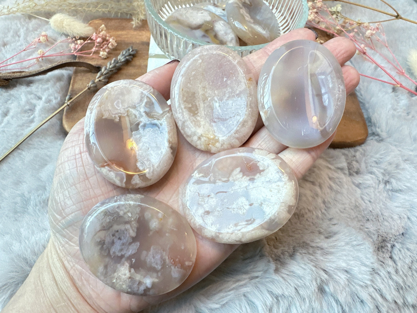 Flower Agate Worry Stone