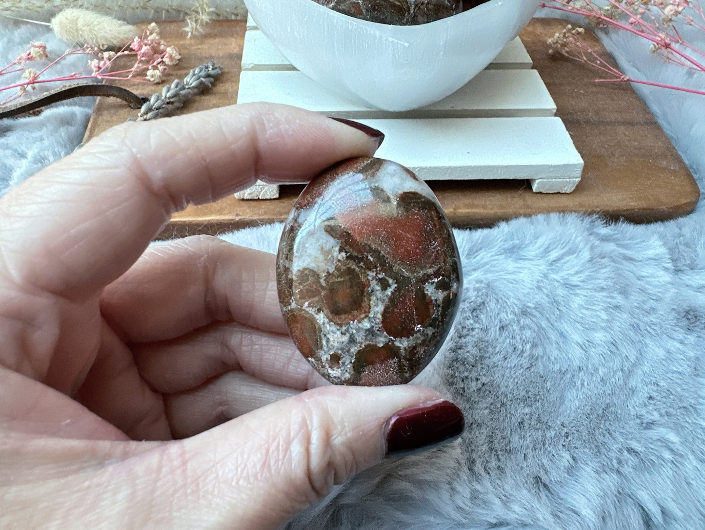 Small Red King Cobra Jasper Palm Stone