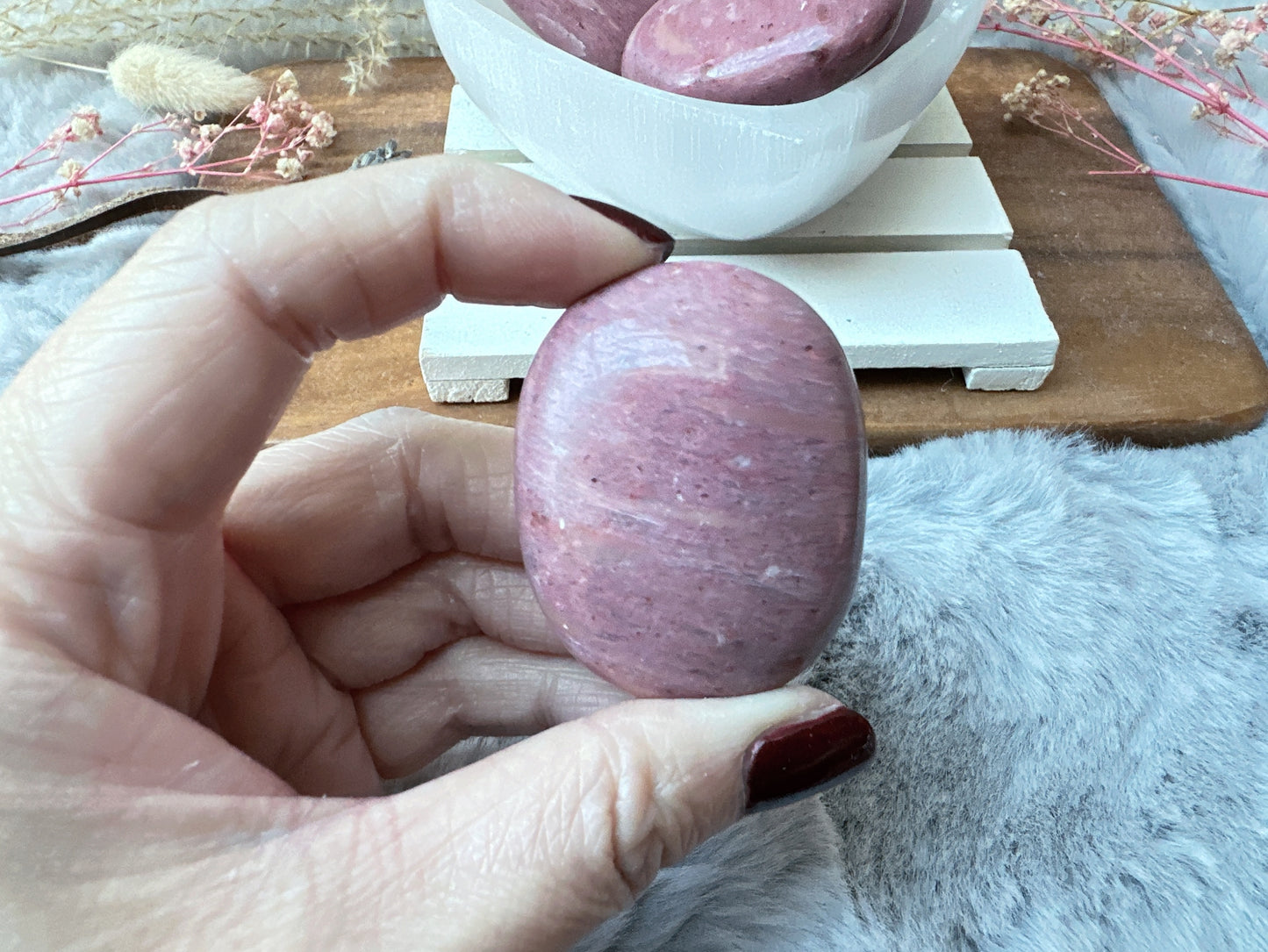 Small Pink Opal Palm Stone