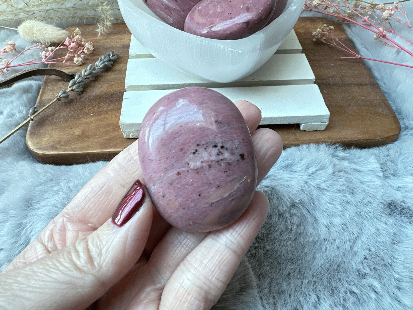 Small Pink Opal Palm Stone