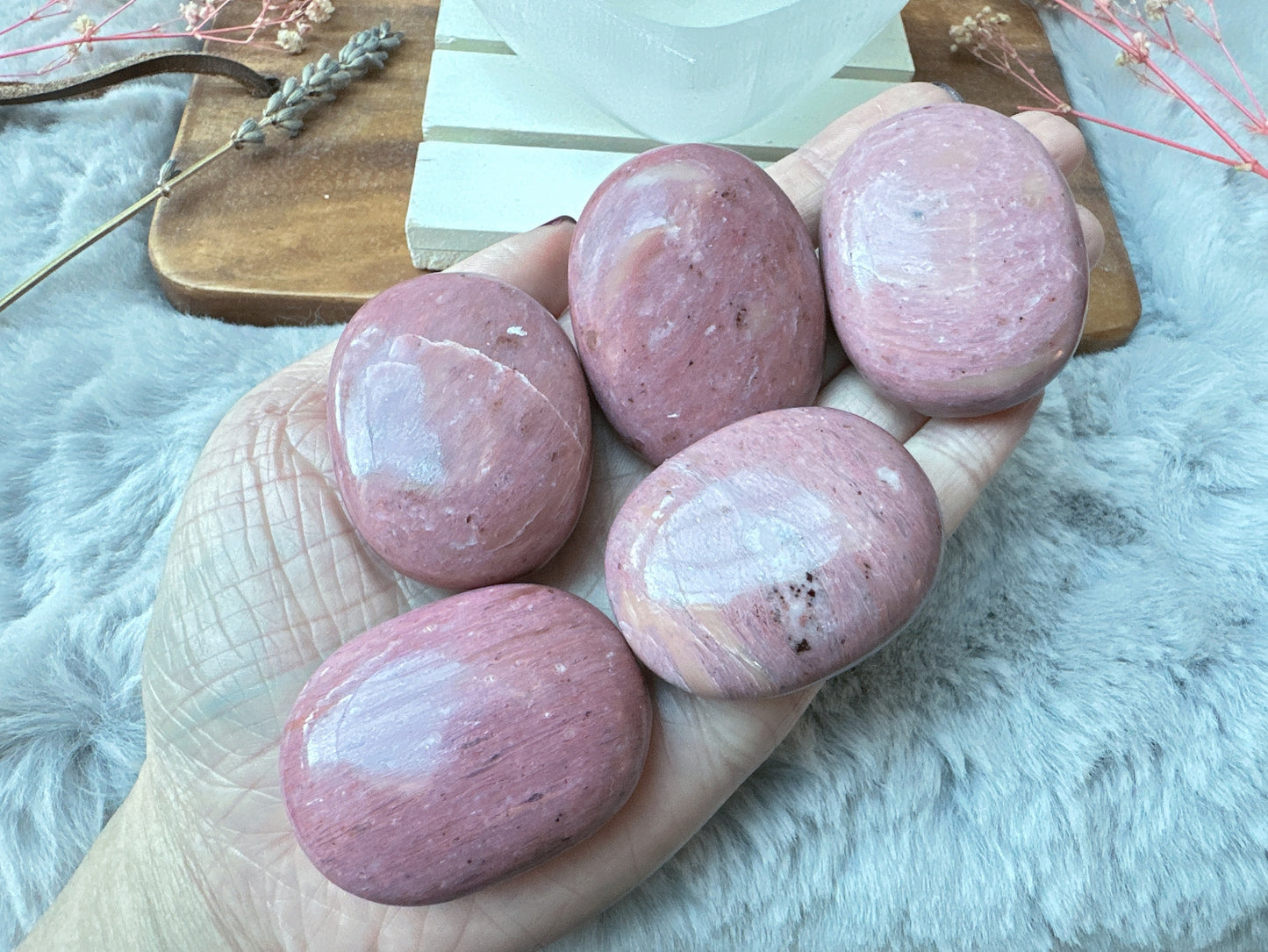 Small Pink Opal Palm Stone