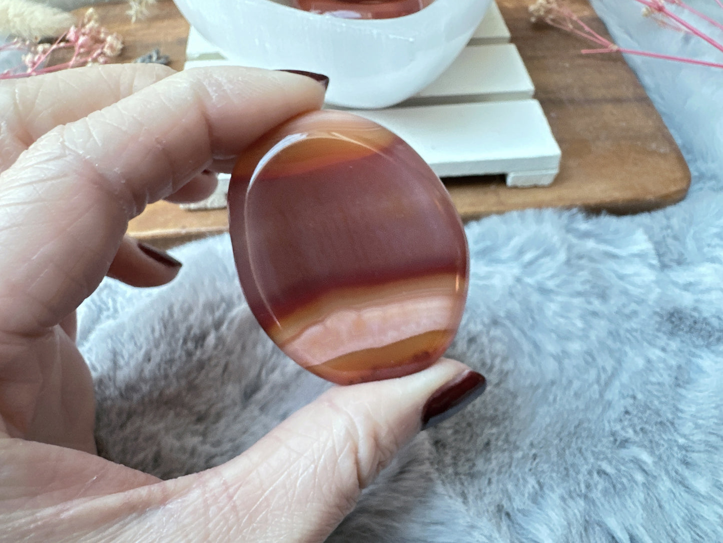 Banded Carnelian Worry Stone