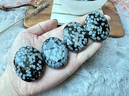 Small Snowflake Obsidian Palm Stone