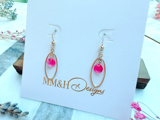 Crystal Dangle Earrings with Oval Frame