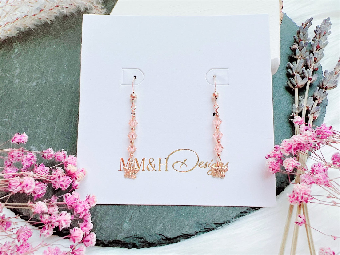 Crystal and Butterfly Charm Earrings