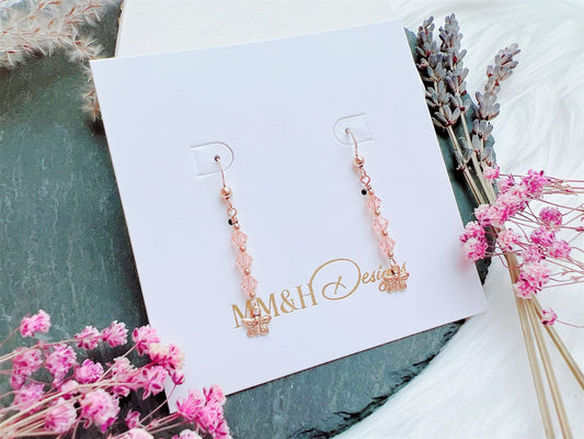 Crystal and Butterfly Charm Earrings