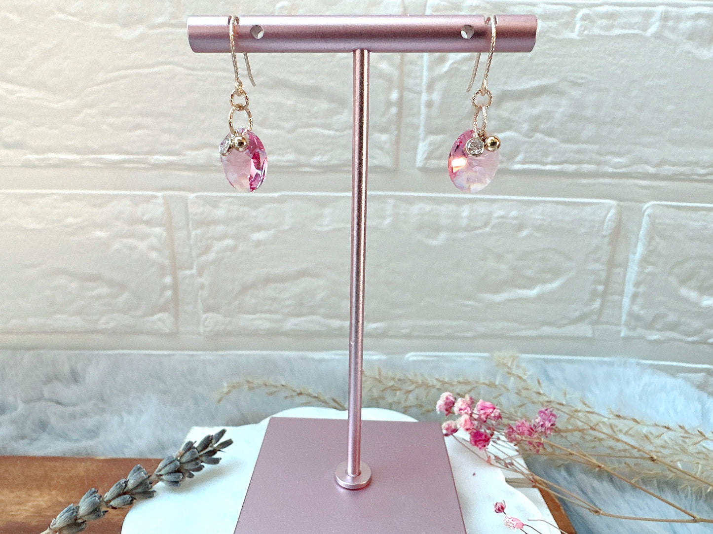 Sparkly Crystal Oval Earrings with Mini Charms