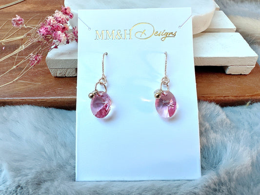 Sparkly Crystal Oval Earrings with Mini Charms