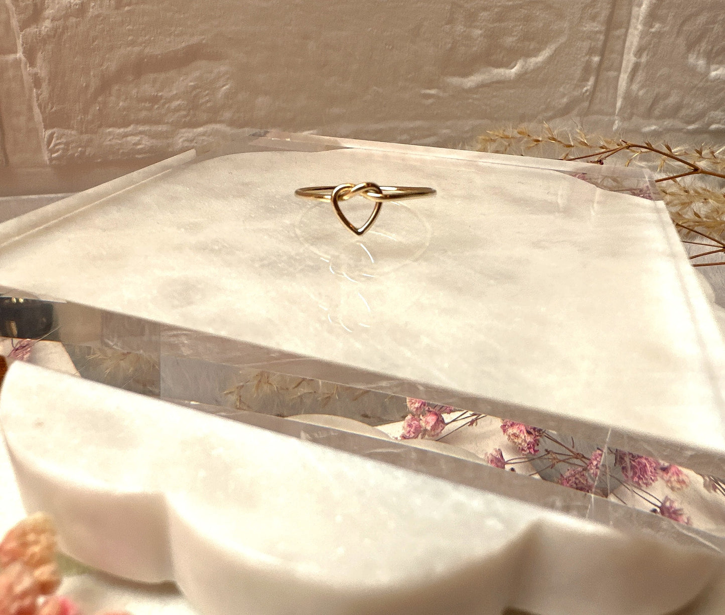 Gold Heart Love Knot Ring