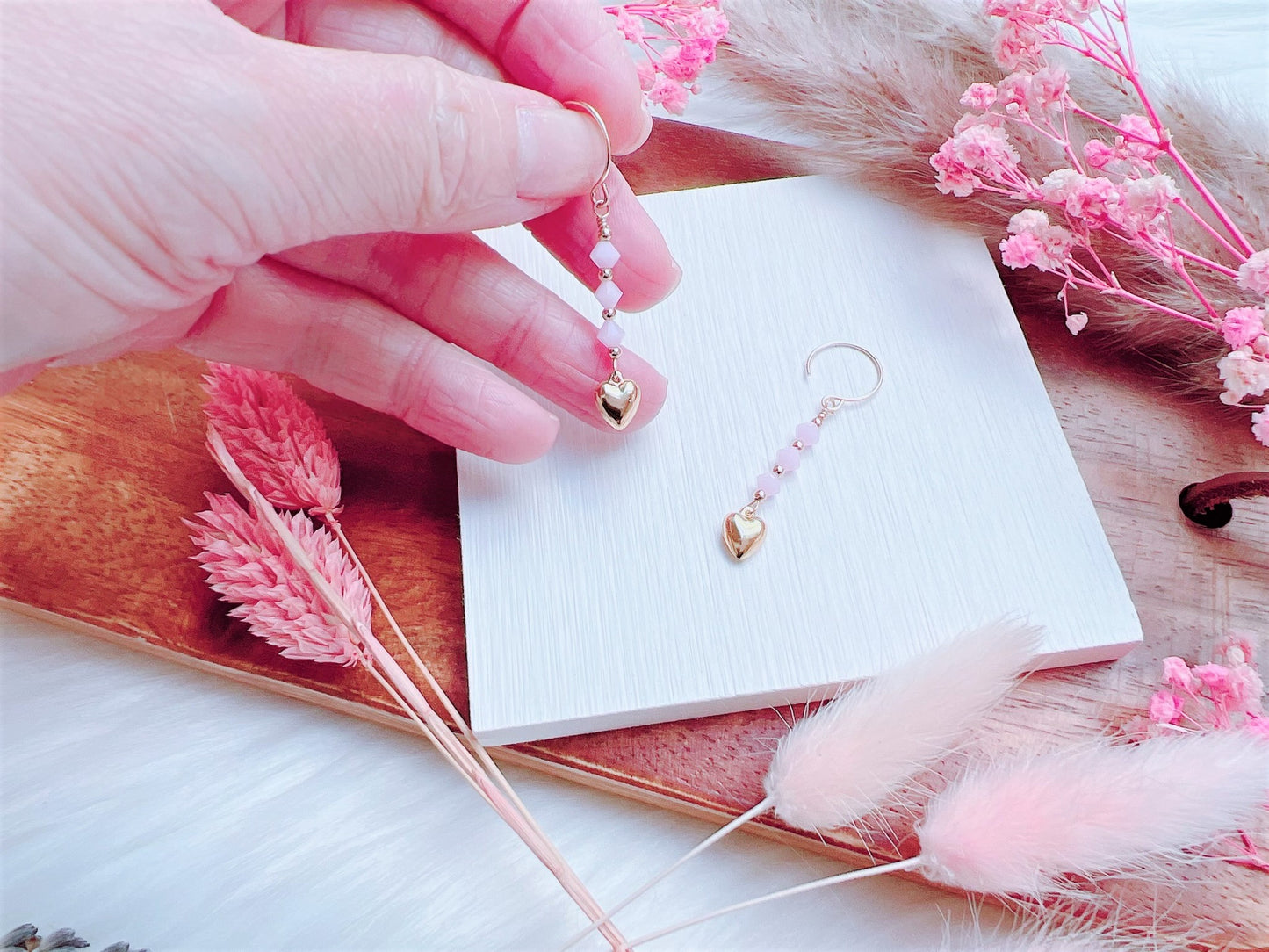 Swarovski Crystals with Heart Charm Earrings