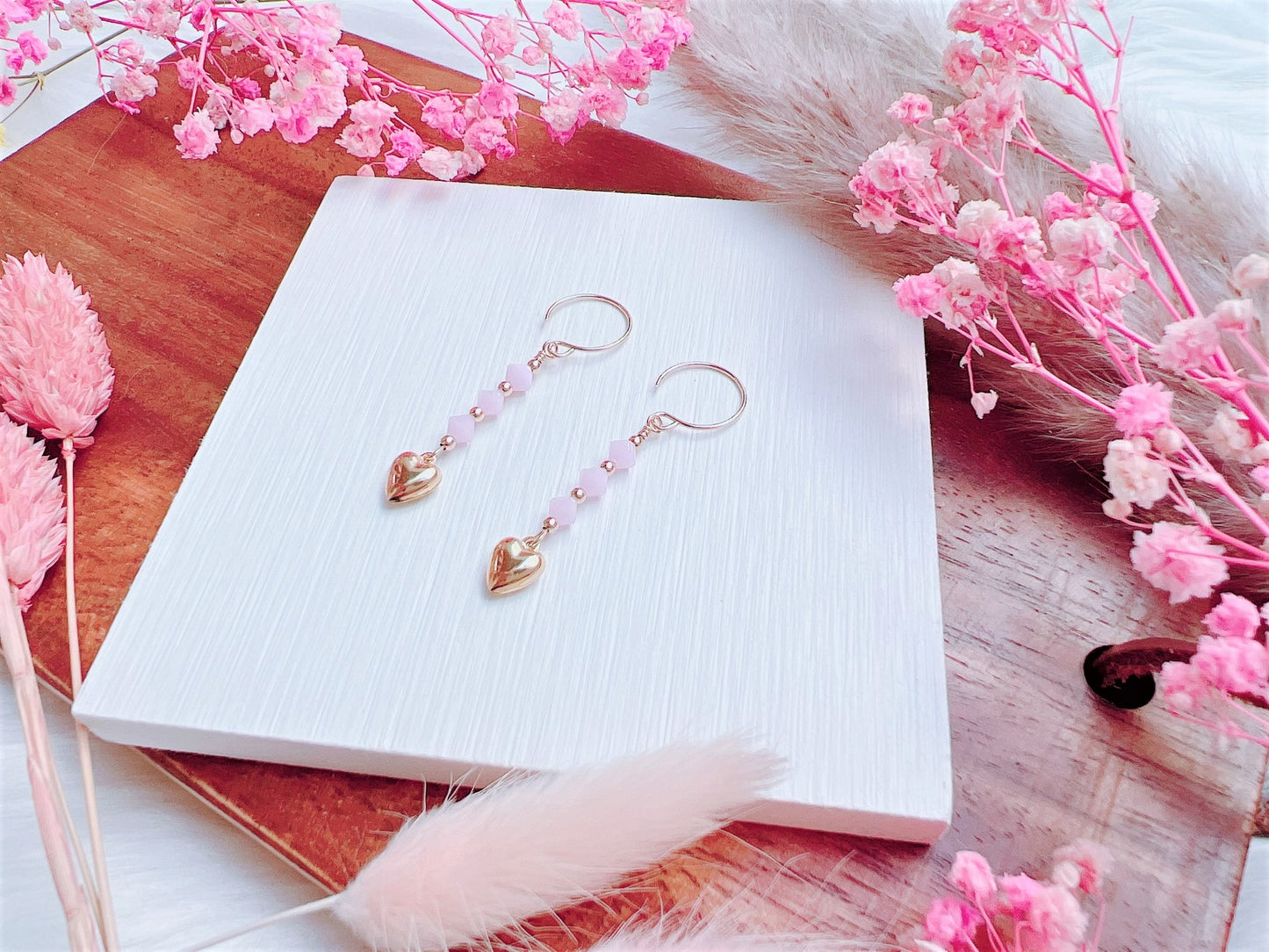 Swarovski Crystals with Heart Charm Earrings