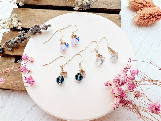 Cute Crystal Earrings with Mini Heart Charm